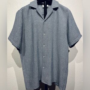 Larsson & Co Premium Herringbone Patterned Short Sleeve Button Up Shirt